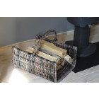 Panier en poelet noir pour bûches 60x46cm