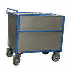 Chariot conteneur tôle galva avec toit - dimensions au choix