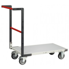 Chariot monté FLAT-PACK™ dossier fixe plateau mélaminé roues TPE 250 kg - Dimensions au choix