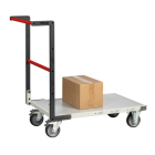 Chariot FLAT-PACK™ dossier fixe plateau mélaminé roues TPE 250 kg - Dimensions au choix