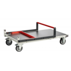 Chariot monté FLAT-PACK™ dossier repliable plateau tôle galva roues TPE 250 kg - Dimensions au choix