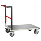 Chariot monté FLAT-PACK™ dossier repliable plateau tôle galva roues TPE 400 kg - Dimensions au choix