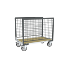Chariot modulaire grillagé 2 ridelles plateau bois 1000 x 600 mm roues rectangle 500 kg - 806724543