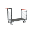 Chariot modulaire grillagé 2 dossiers plateau bois avec tapis caoutchouc 1000 x 600 mm 500 kg - 806724562