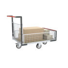 Chariot modulaire grillagé 1 dossier et 3 demi-ridelles plateau bois 1200 x 800 mm roues losange 500 kg - 806724746