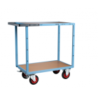 Servante mécano-soudée 2 plateaux médium 850 x 500 mm roues CC 400 kg - 880701231