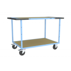 Servante mécano-soudée EVERSTEEL™ double poignées 2 plateaux médium 1200 x 800 mm 400 kg - Type de roues au choix