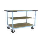 Servante mécano-soudée EVERSTEEL™  double poignées 3 plateaux médium 1200 x 800 mm 400 kg - Type de roues au choix