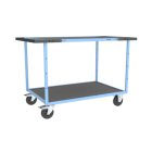 Servante mécano-soudée EVERSTEEL™ double poignées 2 plateaux tôle galva + caoutchouc 1200 x 800 mm roues CC 400 kg - 880703831