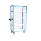 Servante grillagée 3 côtés avec 3 étagères plateau bois 250 kg - Dimensions au choix