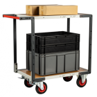Servante flat-pack 2 plateaux médium, 850 x 500 mm, roues CC, 400 kg