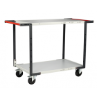Servante flat-pack 2 plateaux mélaminé double poignées 850 x 500 mm roues CC 250 kg