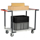 Servante montée 2 plateaux mélaminé double poignées 850 x 500 mm roues TPE 250 kg - 886721126 Servante montée 2 plateaux mélaminé double poignées 850 x 500 mm roues TPE 250 kg - 886721126