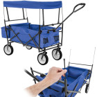 Chariot de jardin pliable 70 kg avec toit + sacoche bleu