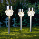 Lampes LED solaires sur piquet pour allées 3 pcs Crystal