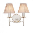 Applique 2 ampoules stanford, nickel, abat-jour beiges