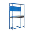 Étagère 3 niveaux 1 tiroir 2000x1000x400mm bleu/zinc charge 200kg box plus 3/400 simon rack