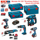 Kit visseuse plaquiste, perforateur et perceuse visseuse 18V-EC Bosch (3 batteries 5,0 Ah + 2 boîtes à outils + accessoires)