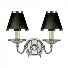 Applique tilburg, nickel poli, 2 abat-jours noirs