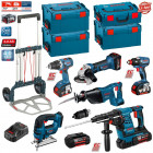 Kit 6 outils électroportatifs RSL3618MP3LE Bosch (3x18V 5,0Ah + 2x36V 4,0Ah + chargeur + 4 boîtes à outils + caddy)