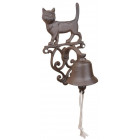 Cloche murale en fonte avec animal décoratif chat