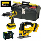 Kit Stanley Fat Max perceuse à percussion et scie sauteuse 18V (2 batteries 4,0 Ah + chargeur + coffre Millenium)