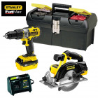 Kit Stanley Fat Max perceuse à percussion et scie circulaire 18V (2 batteries 4,0 Ah + chargeur + coffre Millenium)