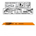 20 LAMES DE SCIES SABRES EN BIMÉTAL POUR BOIS/MÉTAUX 225x2,5x10TPI JS1122HF-20