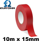Ruban isolant pour électricien 10m x 15mm - couleur ruban isolant - scotch isolant rouge