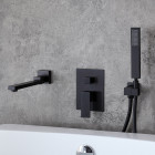 Robinet de baignoire encastré moderne avec douchette en laiton solide noir