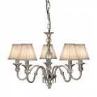 Suspension 5 ampoules polina, nickel et cristal, abat-jour beiges