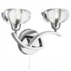 Applique 2 ampoules sculptured ice, en chrome et verre