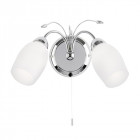 Applique meadow, chrome et verre blanc, 2 ampoules