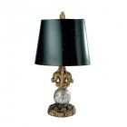 Lampe fleur de lis, or et argent, avec abat-jour noir