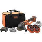 Meuleuse d'angle sans fil 18v - black+decker - avec 1 batterie 18 v 4,0 ah + 5 disques - sac de transport - bcg720m1a5-qw