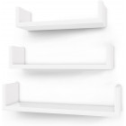 Lot de 3 etagères murales flottantes rangement décoration exposition panneau de mdf blanc