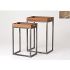 Dessertes avec plateau en bois et métal (lot de 2)