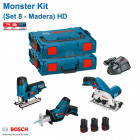 Kit Monster 12V set 8 HD spécial bois - scie circulaire + scie sabre + scie sauteuse + accessoires Bosch