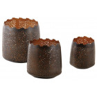 Photophore dentelle noir et or (lot de 3)