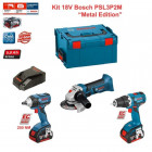 Kit perceuse visseuse + visseuse à chocs + meuleuse angulaire sans fils 18V Bosch (2x5,0Ah + chargeur + boîte à outils)