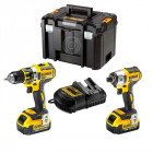 Kit DCK250M2T perceuse visseuse percussion + visseuse à chocs + 2x4,0Ah + chargeur + TSTAK VI DeWalt