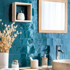 Zellige marocain artisanal - bleu océan 10x10 cm - carrelage mur (au m²)