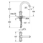 Grohe 21374001 mélangeur monotrou costa dn 15 avec chaîne escamotable (chromé)