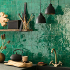 Zellige marocain artisanal - vert emeraude 5x5 cm - mosaïque mur (vendu par plaque de 30x30 cm)