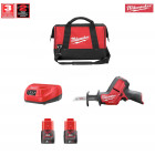 Kit M12CHZD2 scie sabre M12CHZ + 2 x 2,0 Ah + C12C + sac à outils M Milwaukee