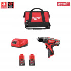 Perceuse à percussion M12BPDD2 + 2 x 2,0 Ah + C12C + sac à outils M Milwaukee