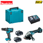 Kit TTX2126TJ1 meuleuse et perceuse visseuse à percussion + 2 x 5,0 Ah + chargeur + Makpac 4 Makita