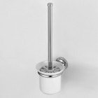 Brosse wc mural avec support chromé réceptacle en verre dépoli
