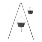 Chaudron en acier émaillé sur trépied 14 litres