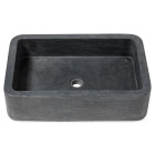 Vasque à poser rectangulaire en véritable marbre noir 60x40x15 cm adoucie